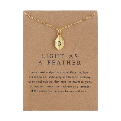 

New Arrived Leaves Light As A Feather Personality 26 English Letters Alphabet Necklace Alloy Pendant