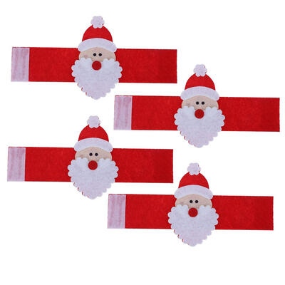 

4pcs Christmas Santa Claus Napkin Rings Serviette Holder Xmas Decoration