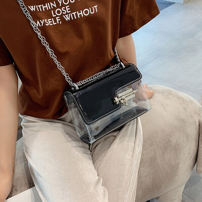 

Female bag 2019 new fashion jelly transparent bag summer small fresh messenger bag French small foreign gas small bag