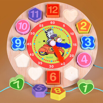 

〖Follure〗Cartoon Animal Educational Toys For Children Wooden Beaded Digital Clock