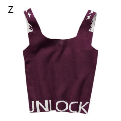 

Ladies Fashion Short Letter Pattern Print Knit Slim Bottoming Camisole