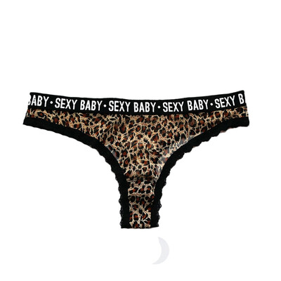 

Toponeto Fashion Women Letter Lace Leopard Print Underpant Sexy Lingerie Underwear