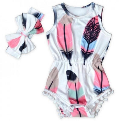 

Lovely Infant Baby Girls Rompers Lace Floral Jumpsuit Bodysuit Headband Outfits Set