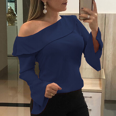 

Tailored Women Casual Long Sleeve Chiffon Off Shoulder Shirt Tops Blouse