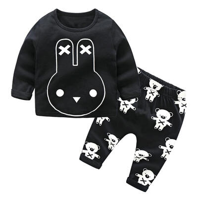 

2pcs Baby Boys Cartoon Animal Printed Long Sleeve T Shirt Tops Pants Set