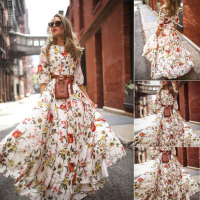 

SUNSIOM Womens Party Evening Boho Maxi Dress Ladies Holiday Long Sleeve Cocktail