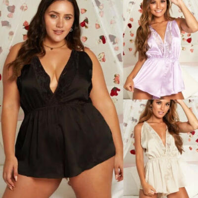 

Women&39s Lace V-Neck Backless Jumpsuit Sleepwear Homewear Lingerie Summer Sleepwear