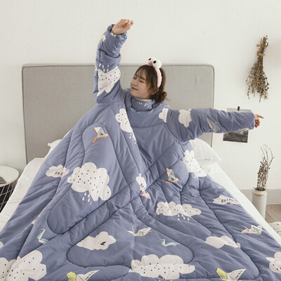 

Toponeto Multifunction Lovers Winter Warm Long Sleeve O-Neck Suit Print Thicken Blanket