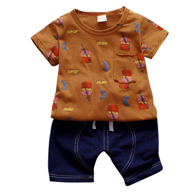 

Infant Kids Shorts Suits Cartoon TopsDenim Shorts Children Tracksuit for Boys Sets 2019 Summer Baby Girls Clothes Sport Suits