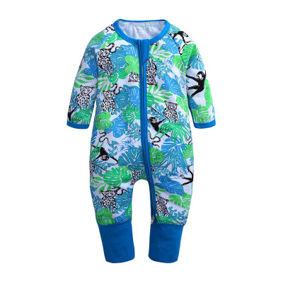 

Autumn Baby Boy Girl Clothes Winter Casual Floral Print Romper Infant Long Sleeve Zipper Jumpsuit Costumes