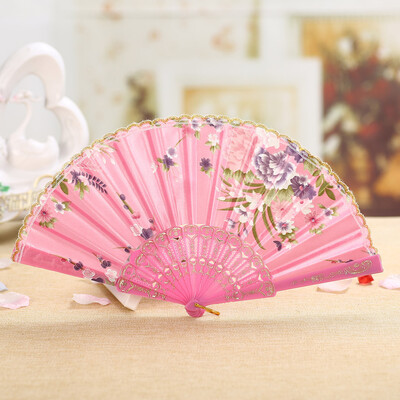 

Siaonvr Best Chinese Style Dance Wedding Party Lace Silk Folding Hand Held Flower Fan