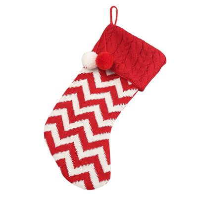 

New Hot Knitted Christmas Stockings Ornaments Gift Holders With Two Pom-Poms Xmas Tree Fireplace Hanging Seasonal Decorations