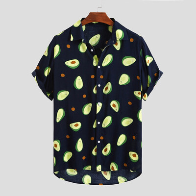 

Toponeto Mens Funny Printed Turn Down Collar Short Sleeve Casual Shirts