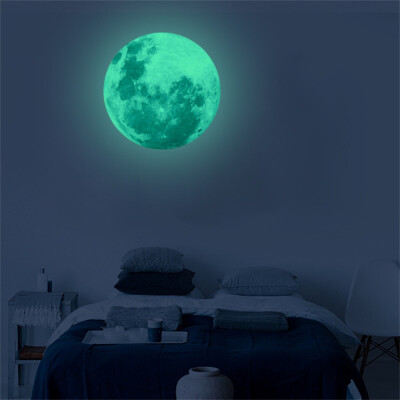 

〖Follure〗30cm 3D Large Moon Fluorescent Wall Sticker Removable Glow In The Dark Sticker