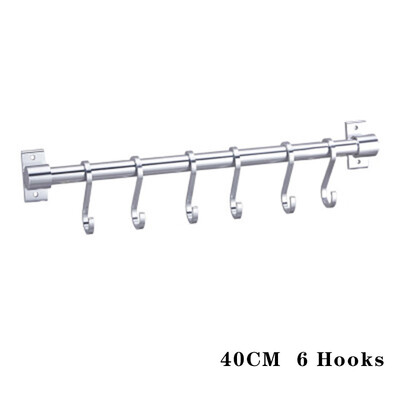 

6 Hooks Kitchen Utensil &Gadget Set Wall Hanging Rail Rack Bathroom Holder Tools