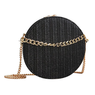 

Round Shoulder Messenger Handbags Women Small Chain Weaving Crossbody Bags