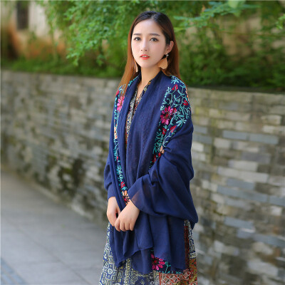 

Embroidered linen flowers Nibel cotton&linen scarf air conditioning sunscreen dual-use spring&summer silk scarf female national wind shawl