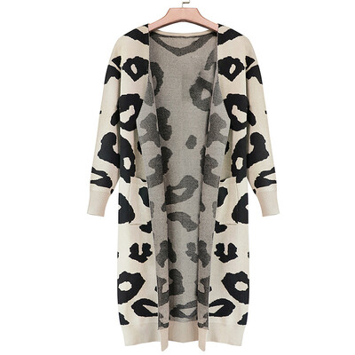 

Women Long Cardigan Coat Long Sleeve Knitwear Casual Loose Print Pockets Outwear