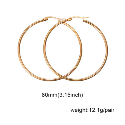 

guangxichuangshengxinfu 1 Pair Sexy Women Stainless Steel Smooth Big Large Hoop Earrings Jewelry