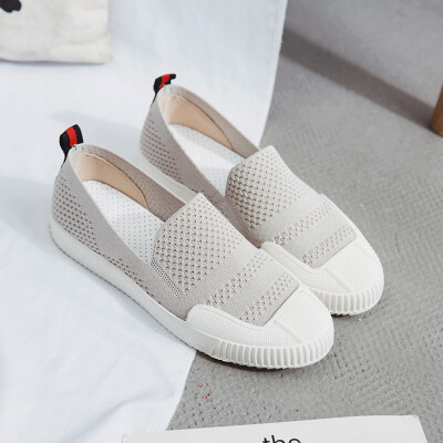 

Shoe women 2019 tide shoes shoes summer new breathable mesh red Joker flat Harajuku one pedal knitted shoes