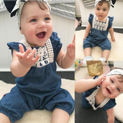 

Infant Newborn Baby Girl Denim Romper Jumpsuit Bodysuit Outfits Sunsuit Clothes