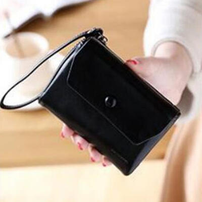

Short Section Lady Purse PU Leather Mini Wallet Small Clutch Folding Female Card Holder Wallet W Strap