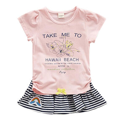 

Summer Arrivals Sweet Baby Girls Short Sleeve T Shirt Floral Skirt Children Clothing Set 3 Colors Available