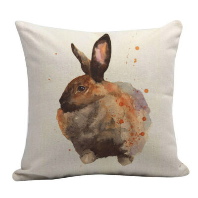 

Easter Flax Square Pillow Cover not including pillow with Invisible Zipper Printed Rabbits One-sided Patterns 80g 45x45cm1