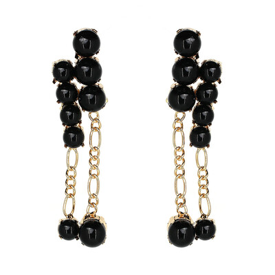 

Elegant Simulated Pearl Dangle Earrings for women Vintage Thread String Earrings Long White Black Brincos JURAN Fashion Jewelry