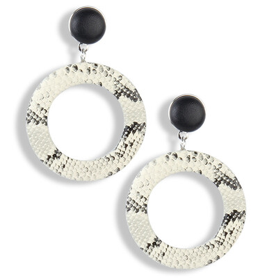 

Geometric Snakeskin Pattern Earrings Circle Pendant Earrings