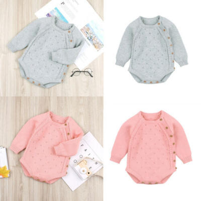 

US Newborn Baby Girl Boy Autumn Winter Clothes Knitted Romper Jumpsuit Bodysuit
