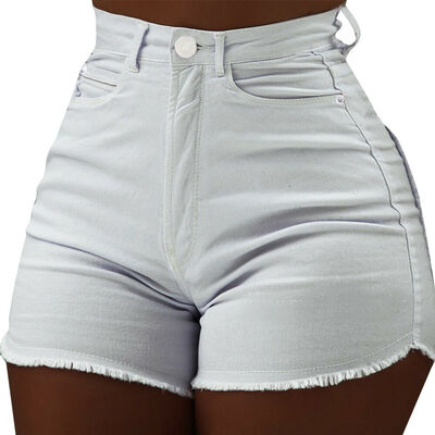 

New Slip on Women Jeans Denim Lace-up Candy Color Short Jeans Ripped High Waist Skinny Hot Pants Shorts