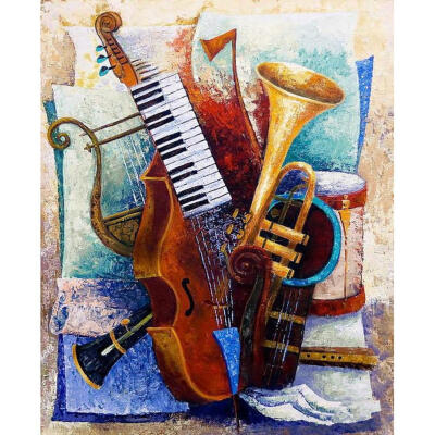 

5D DIY Full Drill Diamond Painting Musical Instruments Cross Stitch Craft