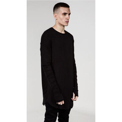 

Men Long Gloves Sleeve Cotton T Shirt Loose Hip Hop Streetwear Trendy Pullover Shirts