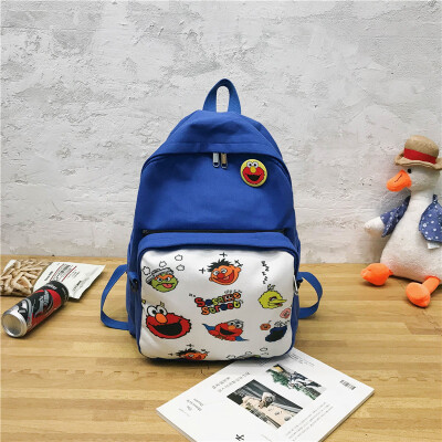 

Bag girl Korean version of high school ins wind Sesame Street tide brand students campus rucksack girl cute shoulder bag