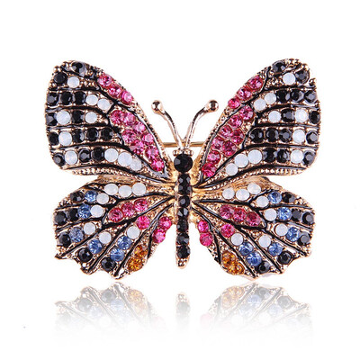 

Women Fashion Colorful Rhinestone Crystal Cute Butterfly Brooch Pins Ladies Exquisite Accessories