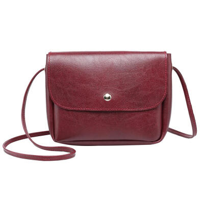 

Vintage Solid Shoulder Handbags Simple Women Leather Small Flap Satchel Bag