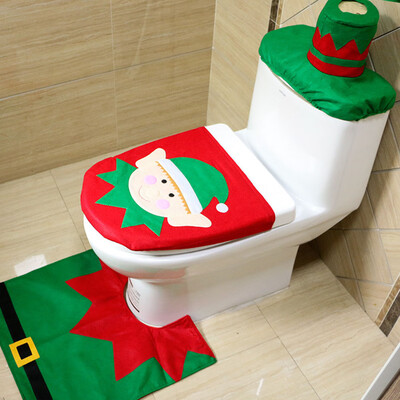 

3 Pcs\Set Christmas Decorations Toilet Seat Santa Cover Funny Xmas Gift For Bathroom Set