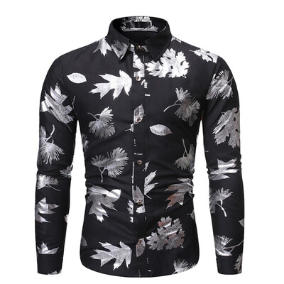 

Tailored Mens New Style Fashion stamped Long Sleeve Shirt Printed Long-Sleeved Blouse