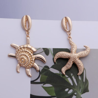 

EK649 Big Shell Drop Earrings For Women Creative Starfish Conch Cowrie Hanging Brincos Statement Earrings Boho Beach Jewelry