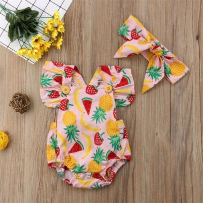 

Cute Newborn Baby Girls Romper Bodysuit Jumpsuit Headband Outfits Clothes AU