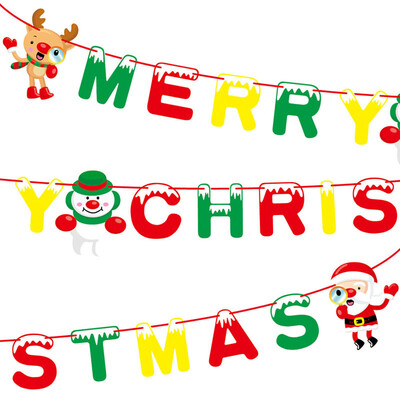 

〖Follure〗Christmas Paperboard Pennant Flags Banners Hanging Buntings Garland Banner