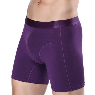 

Mens Pure Color Long Leg Boxer Briefs Cotton Performance Underwear