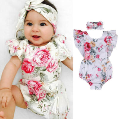 

US Newborn Baby Kid Girls Infant Romper Jumpsuit Bodysuit Cotton Outfit Clothes