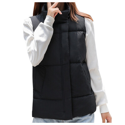 

Toponeto Women Solid Short Outerwear Cotton Jackets Pocket Loose Hooded Vest Coats