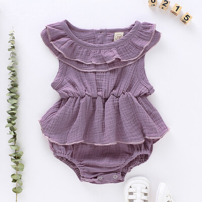 

Newborn Infant Baby Girl Sleeveless Solid Romper Bodysuit Clothes Outfits