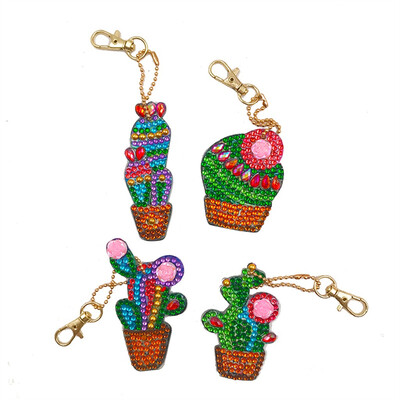 

YIWULA4Pcs DIY Toy 5D Diamond Painting KeyRing Key Chain Pendant Gift