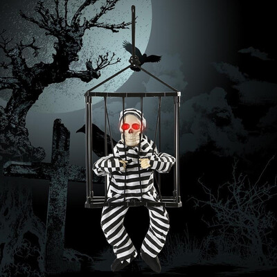 

1pc Funny Scalable Cage Ghost Head Halloween Trick Toys