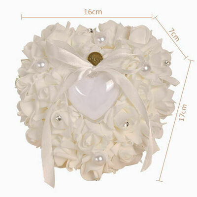 

Wedding Ceremony Ivory Satin Crystal Ring Bearer Pillow Cushion Ring Pillow