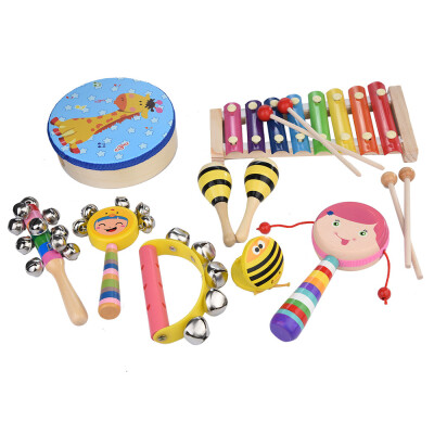 

Siaonvr 9PCS Childrens Percussion Toy Set Preschool Education Tool With Carrying Case